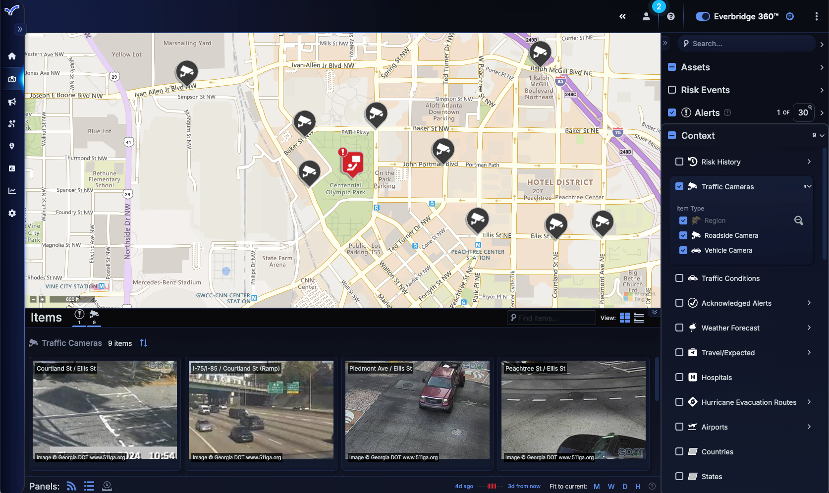 Vizzion traffic camera imagery integrated into Everbridge 360.