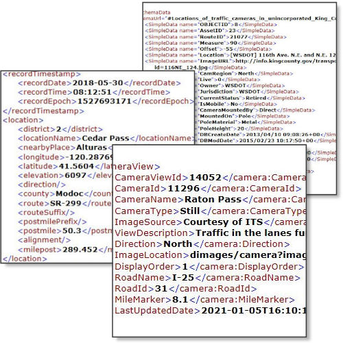 XML feeds from 3 separate DOTs.