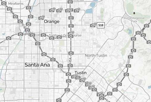 Roadside and hotspot cameras displayed on a map