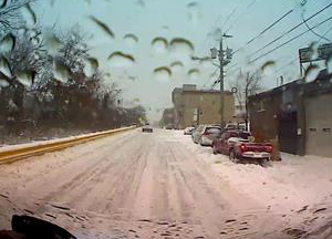 Snow covering roads in NYC