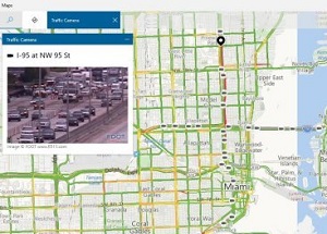 A traffic camera on the windows 10 maps